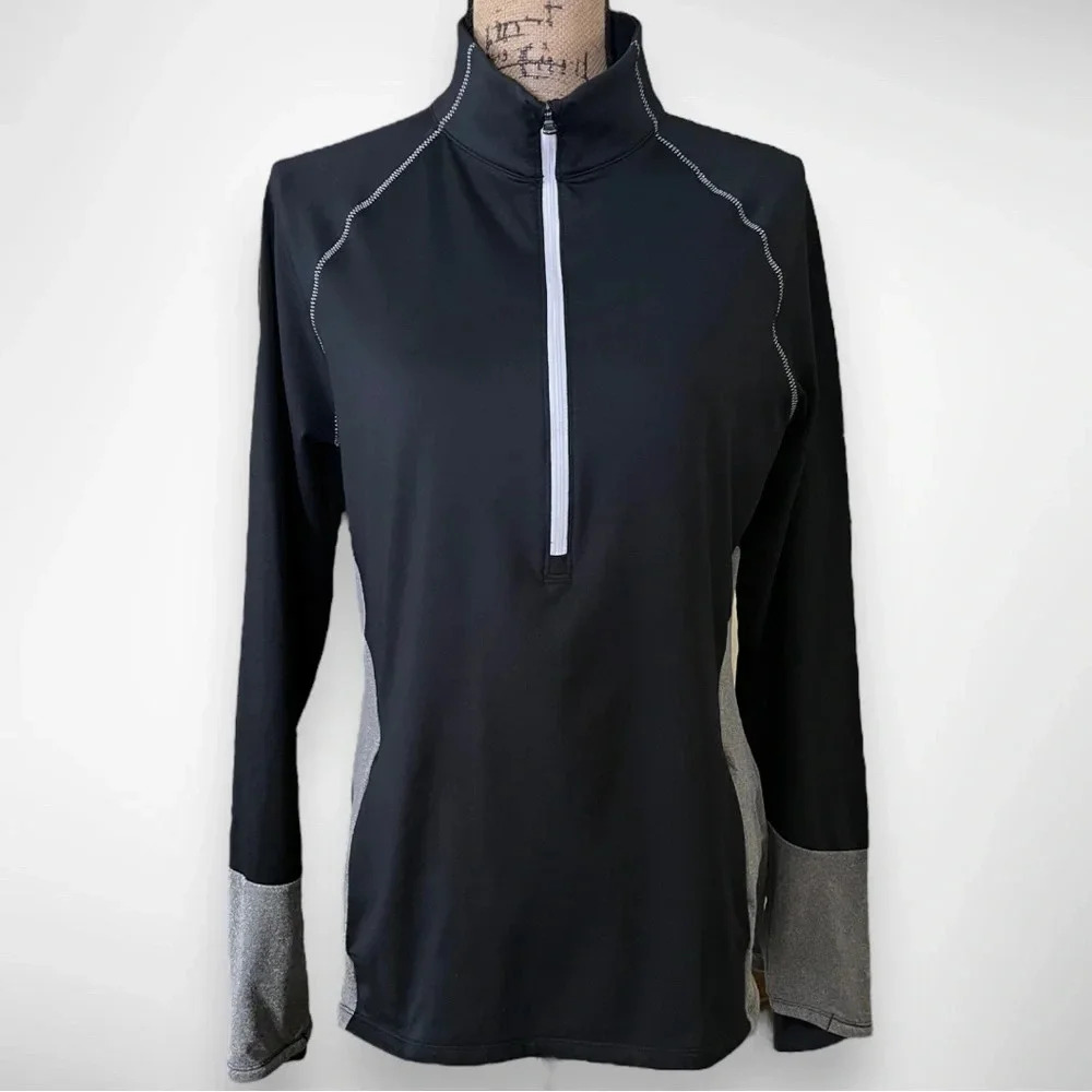 UNDER ARMOUR Women's ColdGear Authentics 1/2 Zip Black Gray Pullover Large | EUC